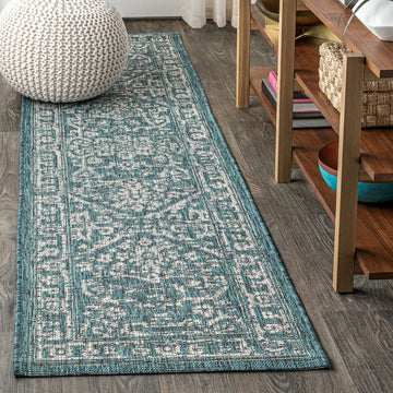 Malta Bohemian Medallion Textured Weave Indoor/outdoor Runner Rug